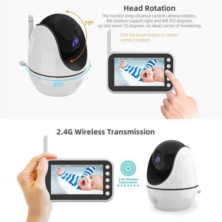 ABM200 Support Two-Way Voice Temperature Display 4.5-inch Video Baby Monitor Music Player