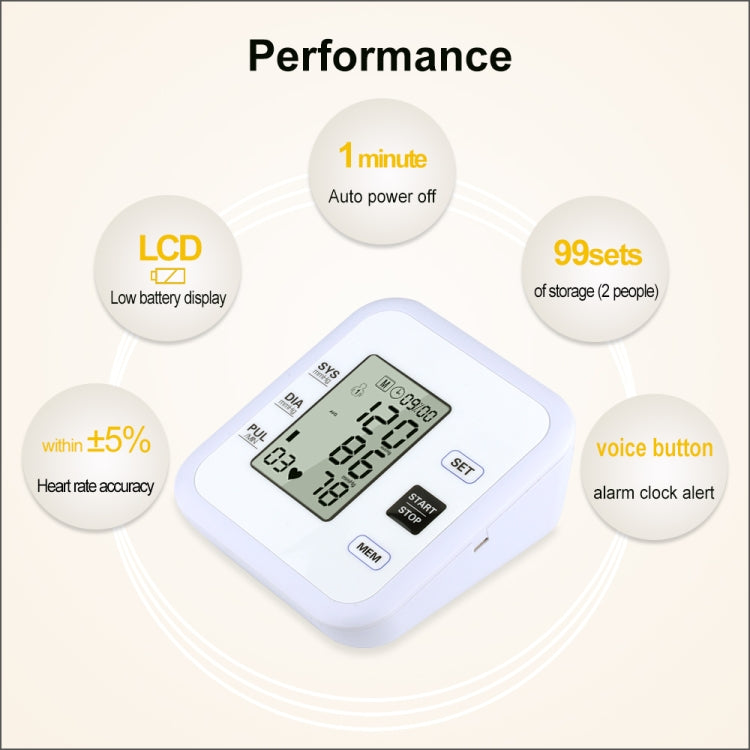 RZ205 Blood Pressures Automatic Digital Upper Arm Heart Beat Rate Pulse Monitor Meter Tonometer Medical Equipment Sphygmomanometer
