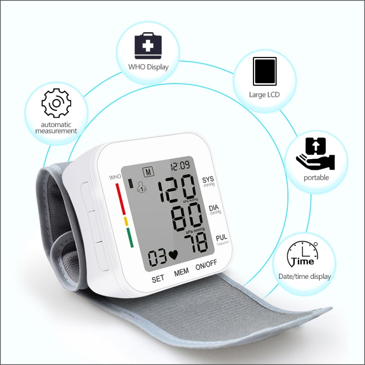 RZ204 Automatic Digital Wrist Cuff Blood Pressure Monitor Heart Beat Light weight LCD Digital Wrist Watch With Voice