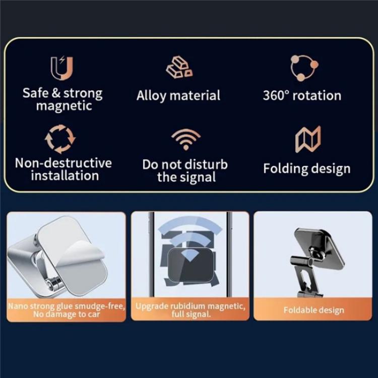 JMARY MH-82 Car Dashboard Zinc Alloy Foldable Magnetic Phone Holder