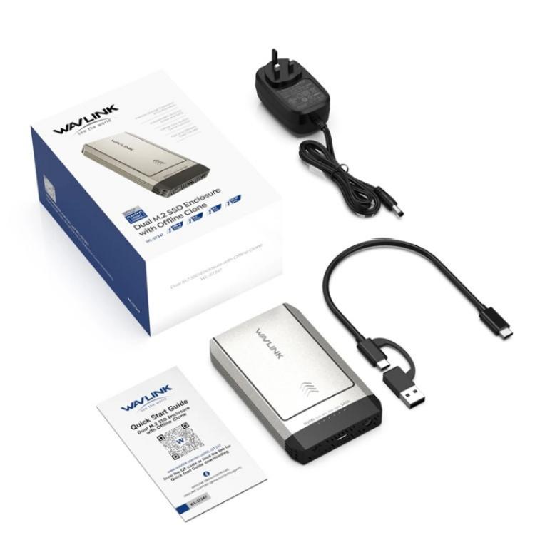 WAVLINK ST347 One-Click Offline Clone Dual Slot M.2 SSD Enclosure USB-C 3.2 Gen2 10Gbps