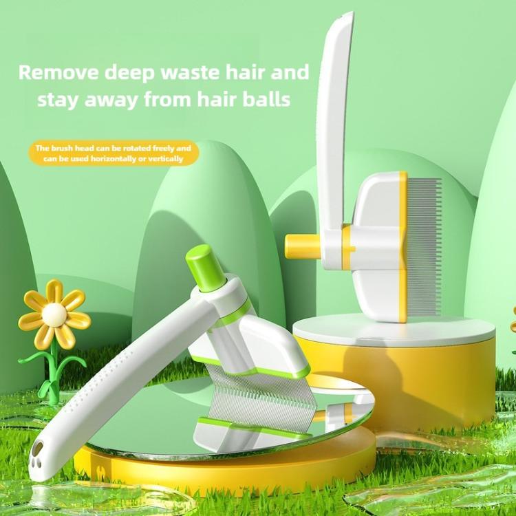 Pet Hair Removal Tool One Touch Rotating Fine Tooth Comb