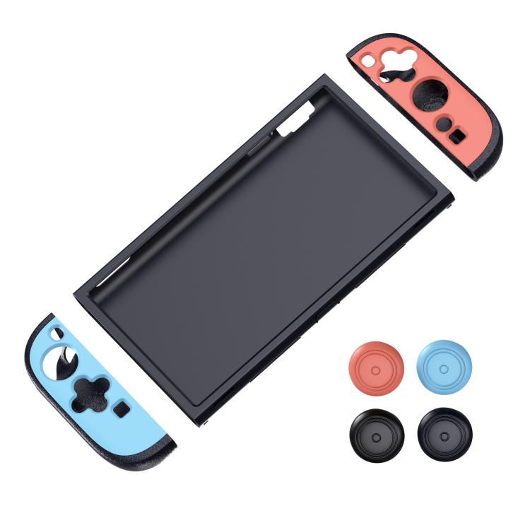 Game Console Controllers Detachable Dual-Color Split Silicone Protective Case with Joystick Caps