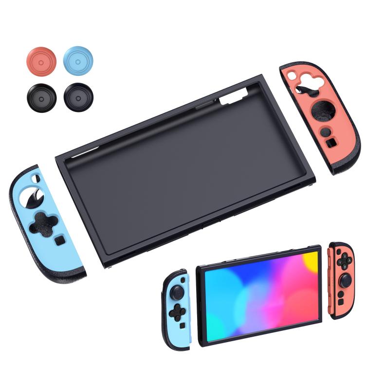 Game Console Controllers Detachable Dual-Color Split Silicone Protective Case with Joystick Caps