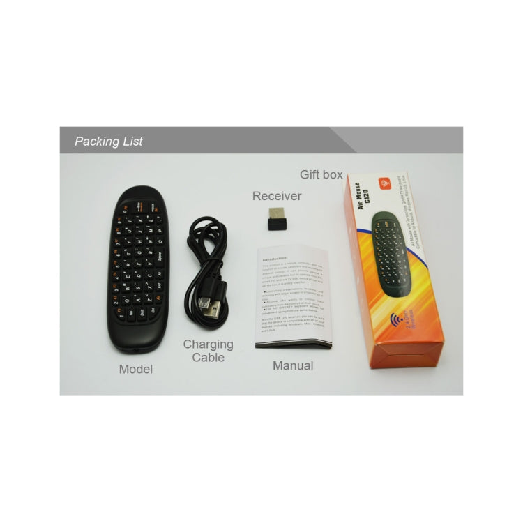 C120 2.4G Mini Keyboard Wireless Remote Mouse with 3-Gyro & 3-Gravity Sensor for PC / HTPC / IPTV / Smart TV and Android TV Box etc