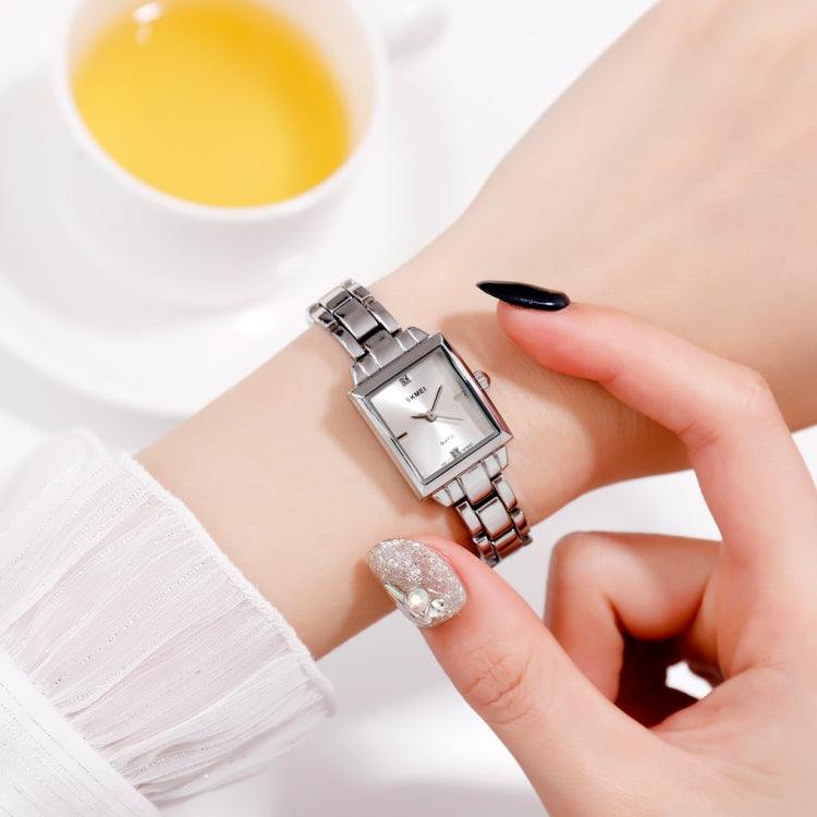 SKMEI 1407 Business Fashion Watch with Diamonds Delicate and Elegant Square Zinc Alloy Quartz Watch for Women
