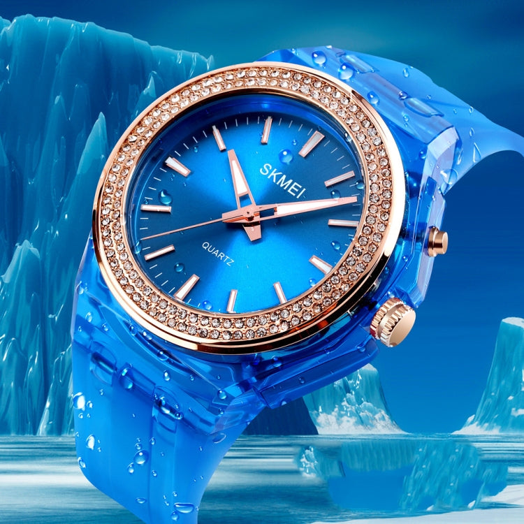 SkMEI 1553 Women LED Color Light Transparent Waterproof Watch Inlaid With Water Drill