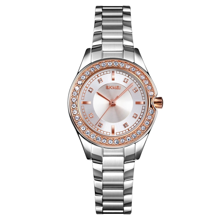 SKMEI 1534 elegant waterproof quartz steel band watch with diamond inlay