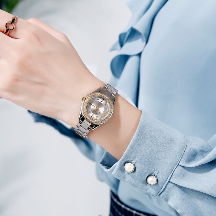 SKMEI 1534 elegant waterproof quartz steel band watch with diamond inlay