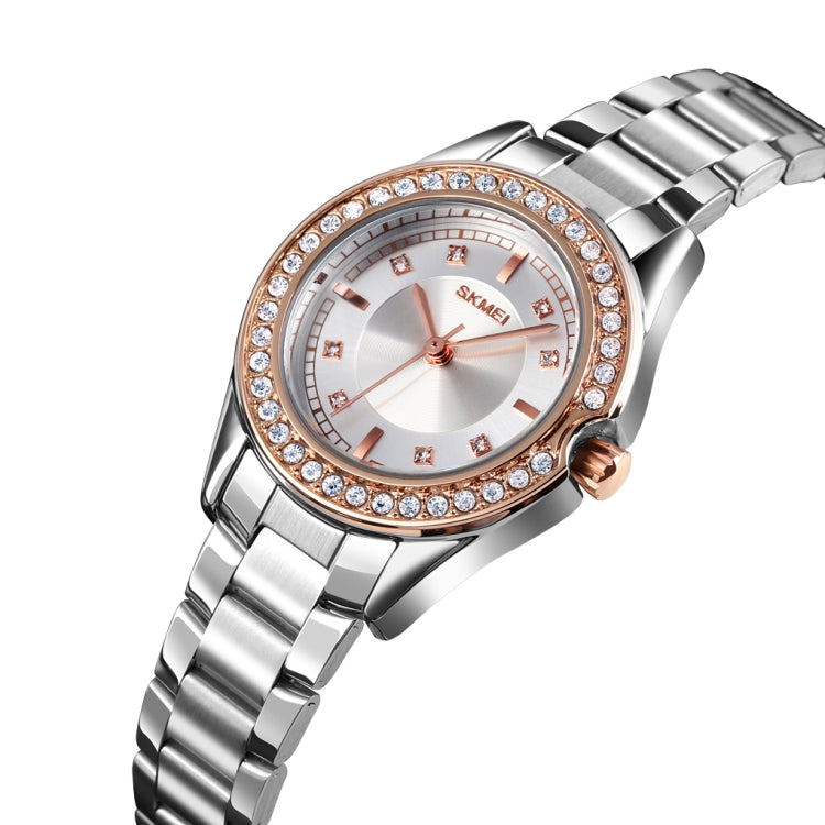 SKMEI 1534 elegant waterproof quartz steel band watch with diamond inlay
