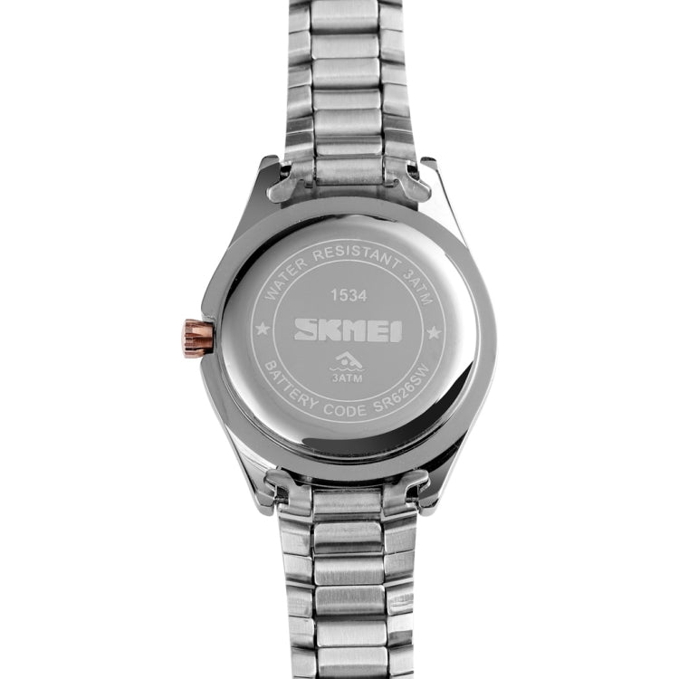 SKMEI 1534 elegant waterproof quartz steel band watch with diamond inlay