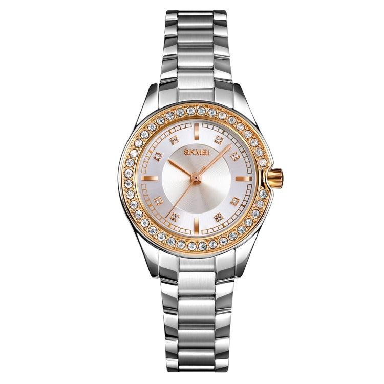 SKMEI 1534 elegant waterproof quartz steel band watch with diamond inlay