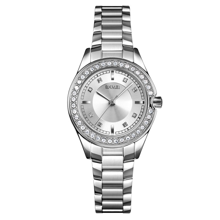 SKMEI 1534 elegant waterproof quartz steel band watch with diamond inlay
