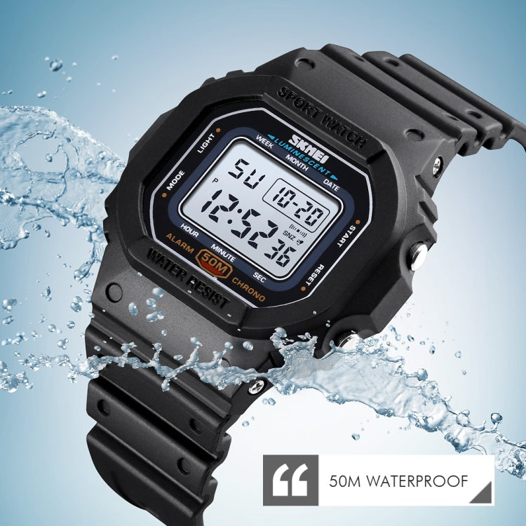 Skmei 1608 Multi-Function Student Electronic Watch Waterproof Timing Silicone Sports Watch