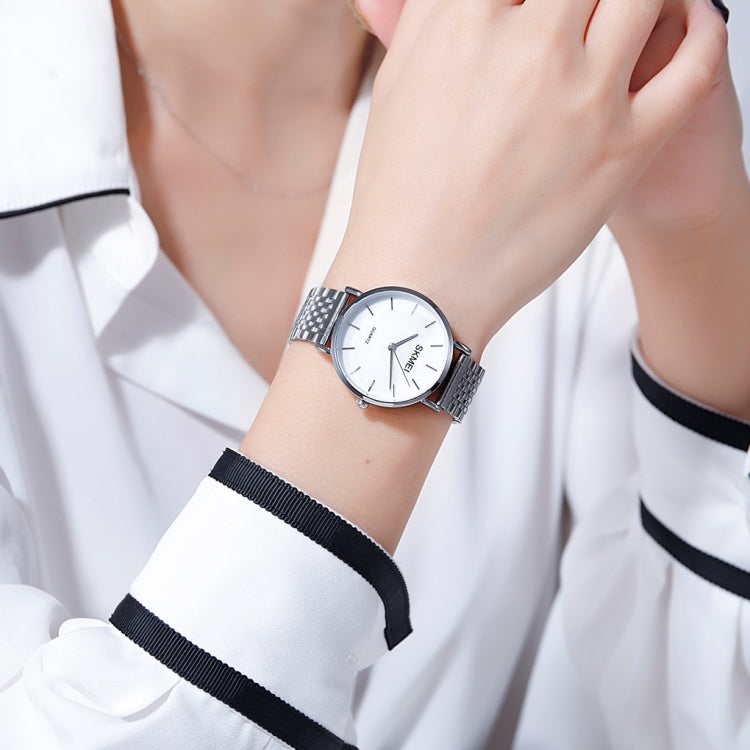 Skmei 1567 Light And Thin Leisure Simple 30m Waterproof Shell Dial Women Steel Band Quartz Watch