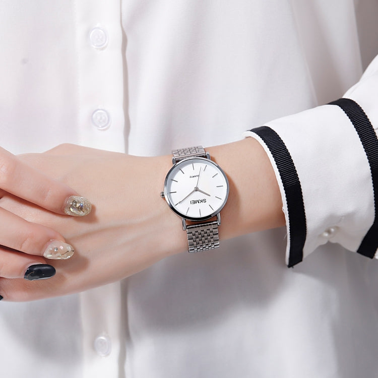 Skmei 1567 Light And Thin Leisure Simple 30m Waterproof Shell Dial Women Steel Band Quartz Watch