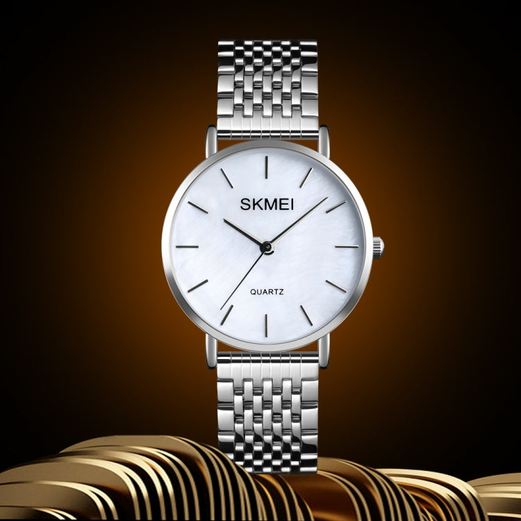 Skmei 1567 Light And Thin Leisure Simple 30m Waterproof Shell Dial Women Steel Band Quartz Watch