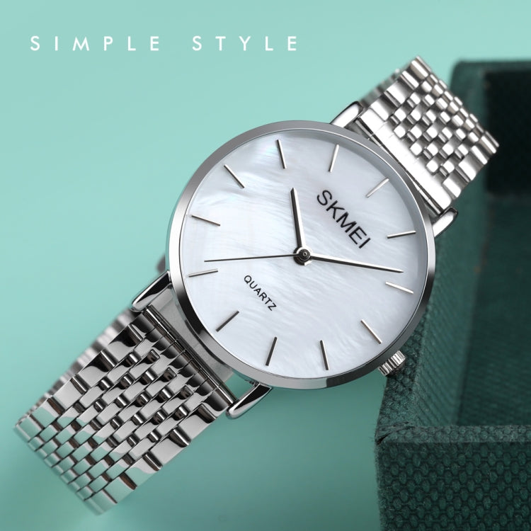 Skmei 1567 Light And Thin Leisure Simple 30m Waterproof Shell Dial Women Steel Band Quartz Watch