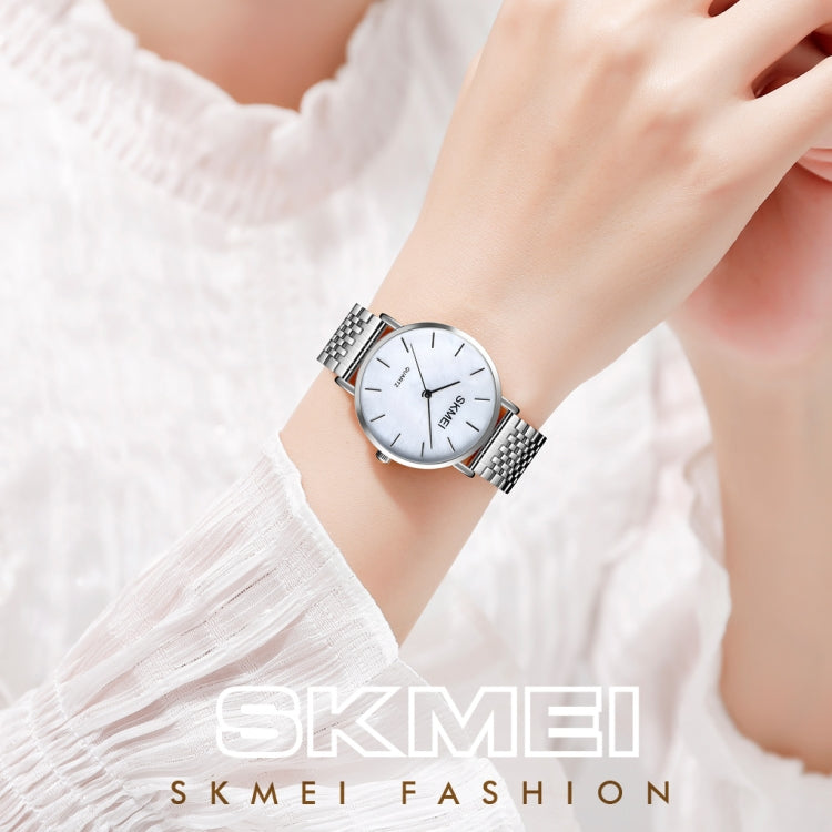 Skmei 1567 Light And Thin Leisure Simple 30m Waterproof Shell Dial Women Steel Band Quartz Watch