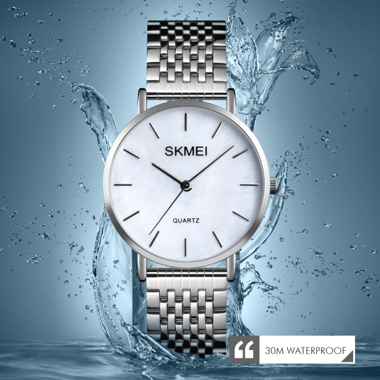 Skmei 1567 Light And Thin Leisure Simple 30m Waterproof Shell Dial Women Steel Band Quartz Watch