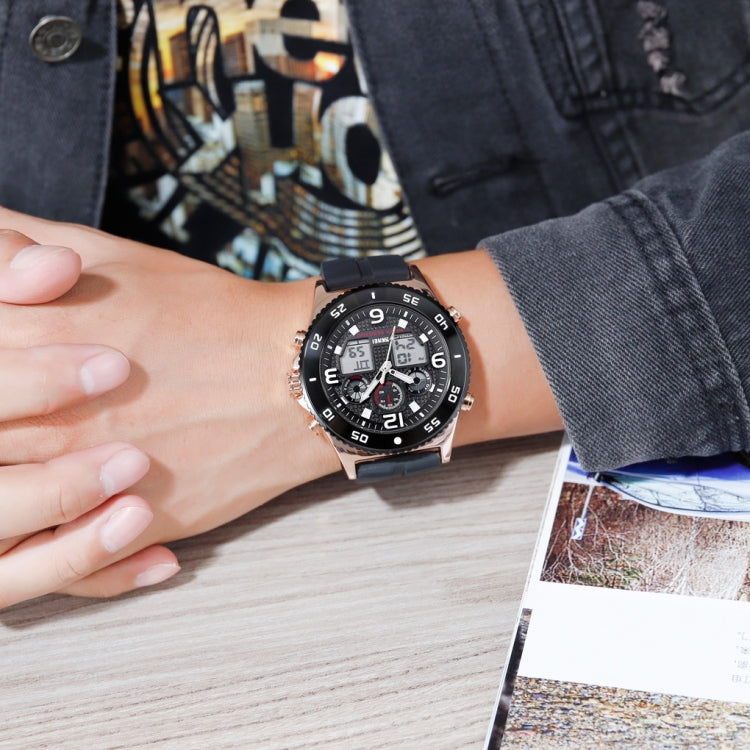 SKMEI 1538 Multi-Function Time Large Dial Steel Belt Men  Casual Sports Electronic Watch