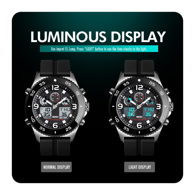 SKMEI 1538 Multi-Function Time Large Dial Steel Belt Men  Casual Sports Electronic Watch