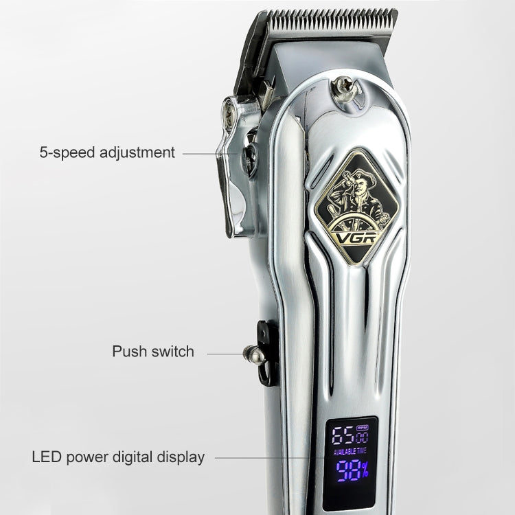 VGR V-267 10W USB Metal Hair Clipper with LED Digital Display & 5 Gears Adjustment