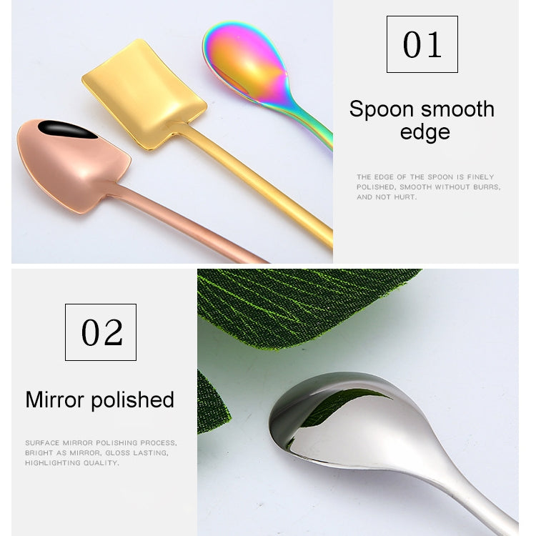 2 PCS Stainless Steel Spoon Creative Coffee Spoon Bar Ice Spoon Gold Plated Long Stirring Spoon