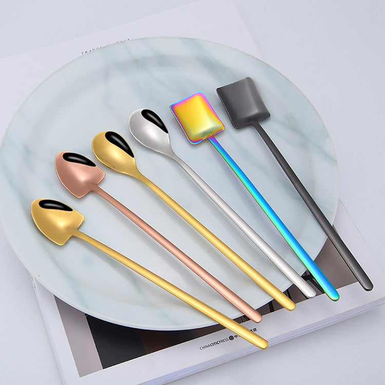 2 PCS Stainless Steel Spoon Creative Coffee Spoon Bar Ice Spoon Gold Plated Long Stirring Spoon