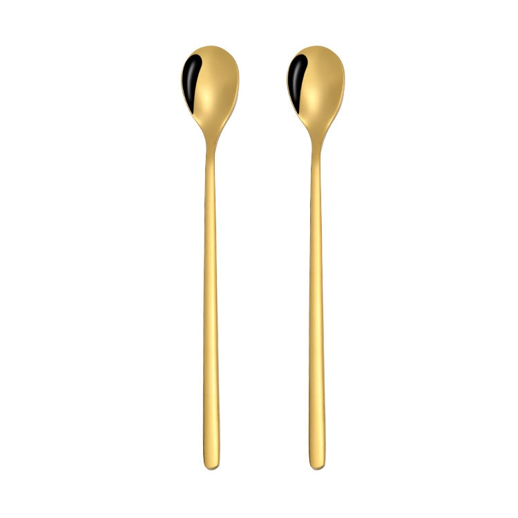 2 PCS Stainless Steel Spoon Creative Coffee Spoon Bar Ice Spoon Gold Plated Long Stirring Spoon