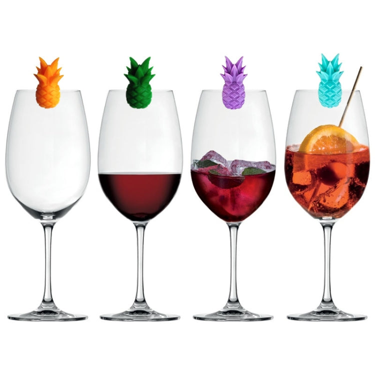 6pcs / Set Wine Glass Silicone Pineapple Mark Distinguisher Party Fruit Shape Cup Mark