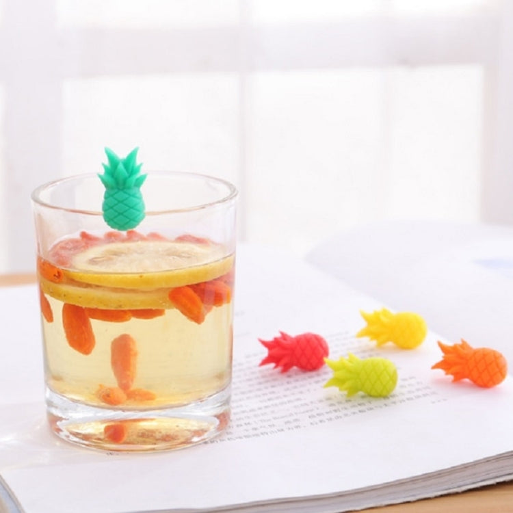 6pcs / Set Wine Glass Silicone Pineapple Mark Distinguisher Party Fruit Shape Cup Mark