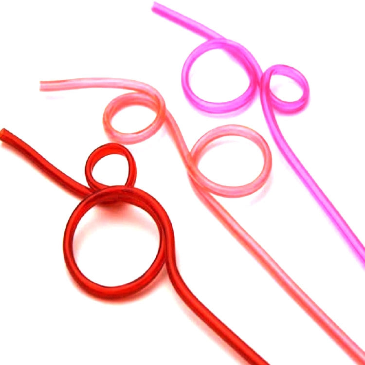 10 PCS Creative Plastic Curved Straws, Random Color Style Delivery