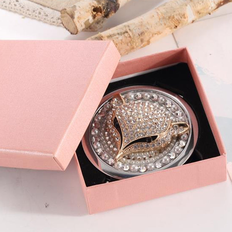 Personalized DIY Rhinestone Portable Makeup Mirror Double Mirror