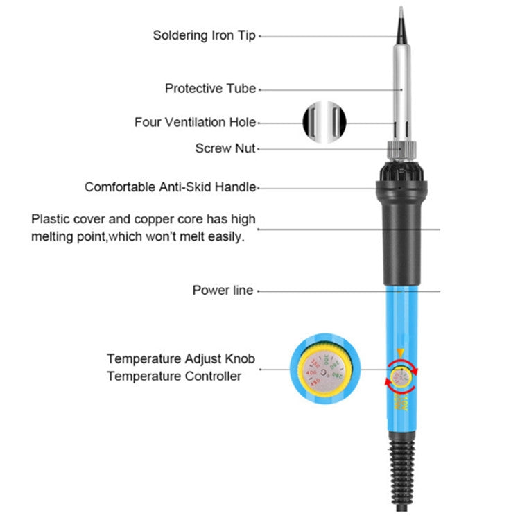 60W Adjustable Temperature Electric Iron Set With Multimeter