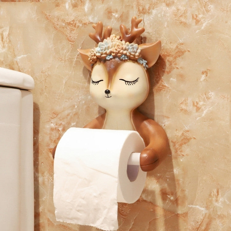 Punch-free Cartoon Animal Creative Home Roll Bathroom Wall-mounted Tissue Box