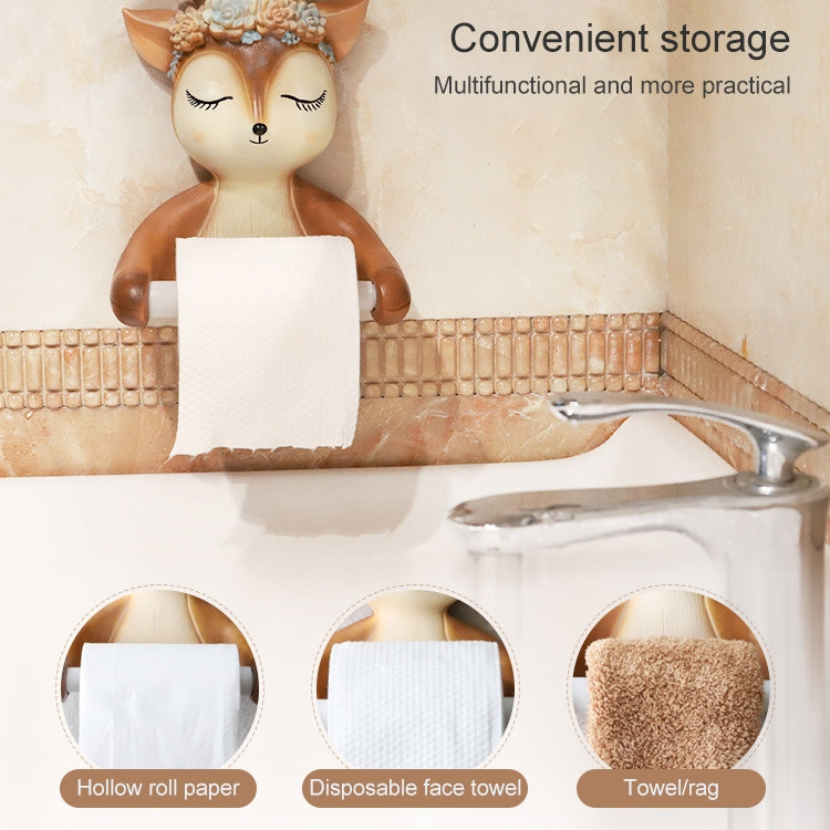Punch-free Cartoon Animal Creative Home Roll Bathroom Wall-mounted Tissue Box