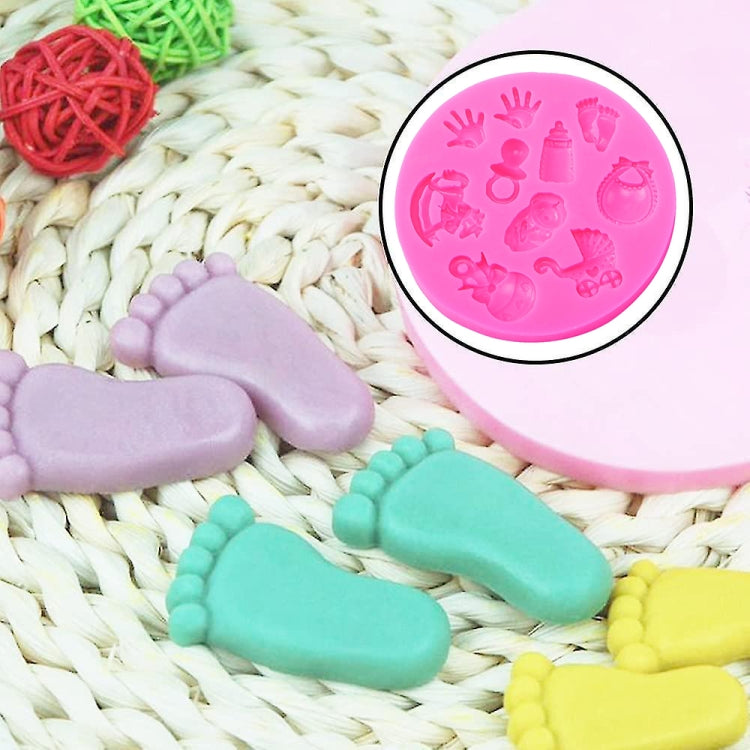 2 PCS Baby Hand Foot Shape DIY Mold Fondant Silicone Cake Chocolate Mold Baking Tool