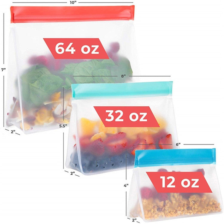 2 Sets PEVA Food Bags Reuse Three-dimensional Thickened Storage Sealed Fresh-keeping Bags, Random Color Delivery