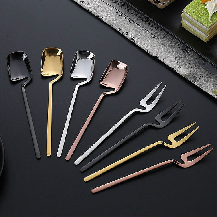 Stainless Steel V-shaped Wall Hanging Design Simple Coffee Spoon Fork Creative Long Handle Stirring Tableware