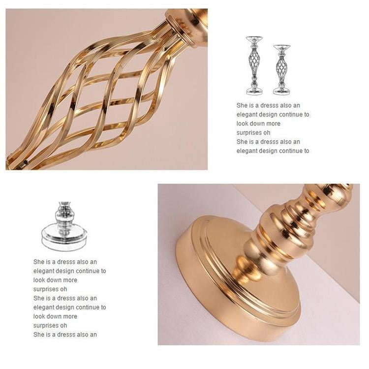 Gold Plated Wrought Iron Candlestick Window Wedding Props Decoration