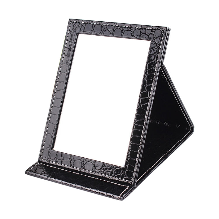 Square Stand Leather Make Up Mirror Alligator Pattern Portable Cosmetic Mirror
