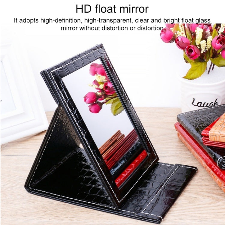 Square Stand Leather Make Up Mirror Alligator Pattern Portable Cosmetic Mirror