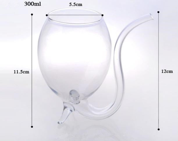 300ML Creative Glass Mug Milk Cup with straw Cold Drink Cup Juice Mug Wine Glass