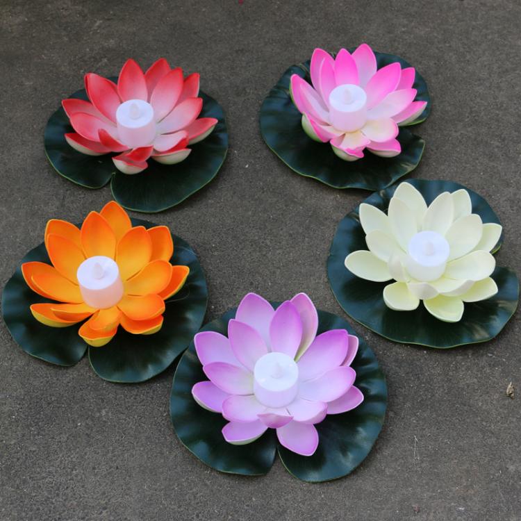 3 Color LED Flood Light Artificial Lotus Floating Flower Shape Lamps For Outdoor Swimming Pool Wishing Party