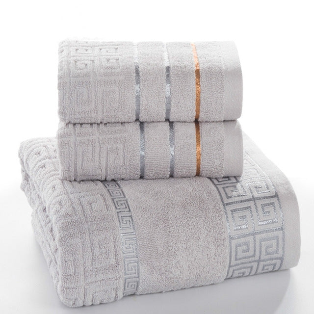 3 PCS Plaid Cotton Towel Bath Set