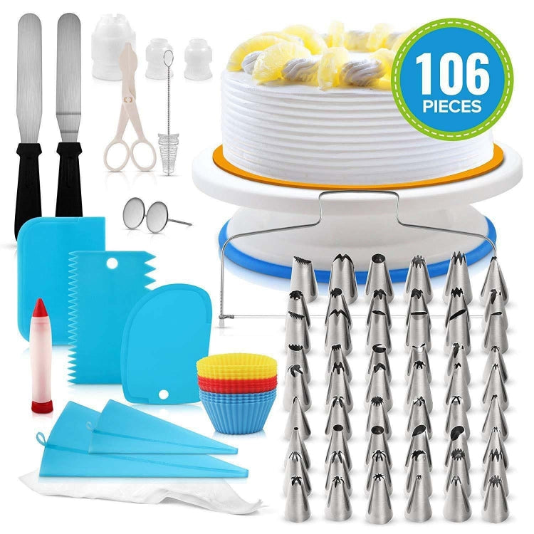 106 in 1 Cake Turntable Set Stainless Steel Decorating Mouth Cake Decorating Baking Tool