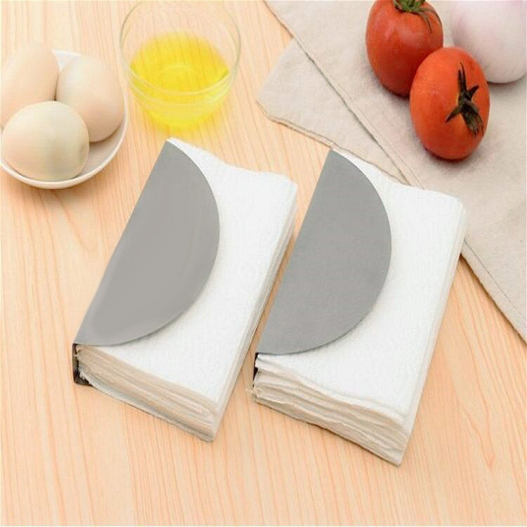2 PCS Stainless Steel Western Fan-shaped Napkin Seat Napkin Holder Paper Towel Clip