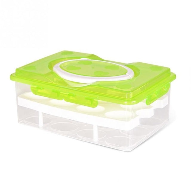 Portable 2 Layers 24 Slots PP Plastic Egg Holder Storage Case Box