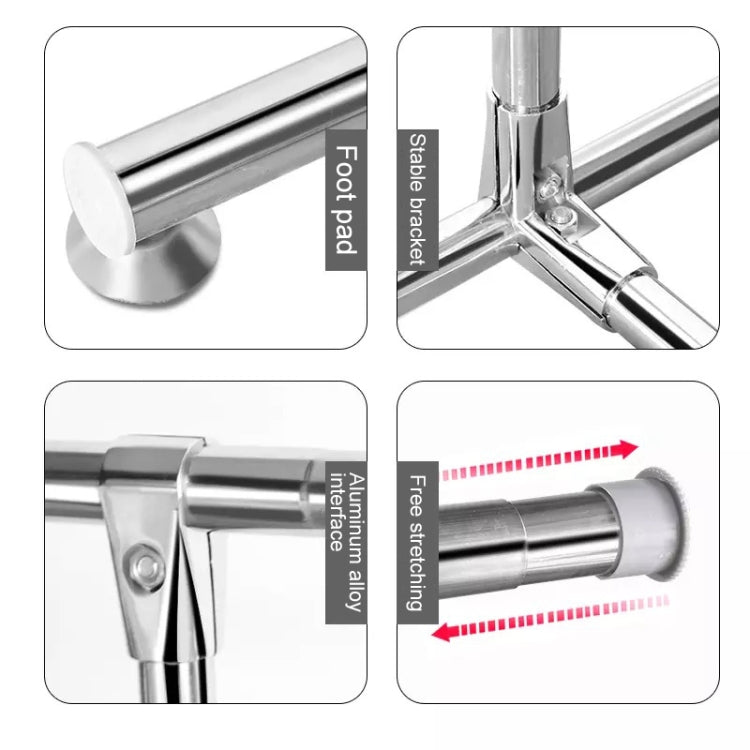 120-200cm Telescopic Drying Rack Outdoor Calcony Storage Shelf Stainless Steel Hanger Single Rod Clothes Rack